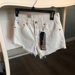 Levi’s white denim shorts